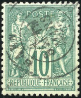O N°76, 10c. Vert. Obl. SUP. - 1876-1878 Sage (Type I)