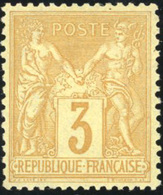 * N°86, 3c. Bistre-jaune. Centrage Parfait. TB. - 1876-1878 Sage (Type I)