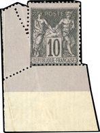 * N°89, 10c. Noir S/lilas. Variété De Piquage. Coin De Feuille. TB. - 1876-1878 Sage (Type I)