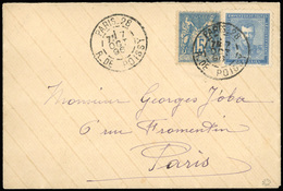 O N°90, 15c. Bleu + Vignette Commémorative De L'Empereur Nicolas II Obl. S/lettre Locale Frappée Du CàD De PARIS 28 - P. - 1876-1878 Sage (Type I)