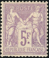 * N°95, 5Fr. Violet Sur Lilas. Bien Centré. TB. - 1876-1878 Sage (Type I)