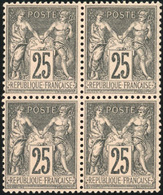 ** N°97, 25c. Noir S/rose. Type II. Bloc De 4. Centrage Parfait. SUP. - 1876-1878 Sage (Type I)