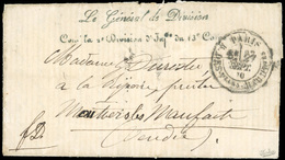 O LES ETATS UNIS. Lettre Du Bicetre Du 27 SEPTEMBRE 1870 Frappée De La Griffe De FRANKLIN ''Le Général De Division Du 13 - Guerra De 1870