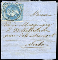 O N°29, Pli Confié ARMAND BARBES. 20c. Laurés Obl. S/petite Lettre Manuscrite De PARIS Frappée Du CàD De CALAIS A PARIS  - Guerre De 1870