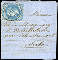 O N°29, Pli Confié ARMAND BARBES. 20c. Laurés Obl. S/petite Lettre Manuscrite De PARIS Frappée Du CàD De CALAIS A PARIS  - Krieg 1870