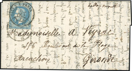 O N°29, Pli Confié Du LOUIS BLANC. 20c. Laurés Obl. S/lettre Frappée Du CàD De ''LILLE A PARIS'' Du 8 Octobre 1870 Sur L - Guerre De 1870