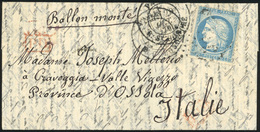 O N°37, LE FULTON. 20c. Siège Obl. S/lettre Frappée Du CàD De PARIS - R. ST-HONORE Du 29 Octobre 1870 à Destination De C - Guerre De 1870