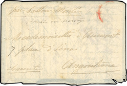O LE JACQUARD. Enveloppe Avec Mention ''PAR BALLON MONTE'' à Destination D'ANGOULEME, Portant La Trace Du CàD Rouge, Tim - Guerre De 1870