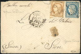 O N°3637, LE VAUCANSON. 10c. Bistre-jaune (déf.) + 20c. Bleu (déf.) Obl. Etoile 1 S/lettre Avec Correspondance De L'Agen - Guerre De 1870