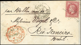 O N°32, LE POSTE DE PARIS. 80c. Rose Obl. étoile S/lettre Frappée Du CàD De PARIS - R. D'ENGHIEN Du 17 Janvier 1871 à De - Guerre De 1870