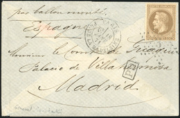 O N°30, LE GENERAL BOURBAKI. 30c. Laurés Obl. S/lettre Frappée Du CàD De PARIS - PL. DE LA MADELEINE Du 18 Janvier 1871  - Guerre De 1870