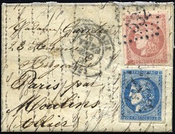 O N°4549, 20c. + 80c. Obl. GC 532 S/petite Lettre Frappée Du Càd De BORDEAUX Du 29 Décembre 1870 à Destination De PARIS  - Guerre De 1870