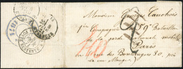 O Lettre Non Affranchie Frappée Du Grand Cachet Bleu ''ROUEN * 1871 *'' (au Verso) à Destination De PARIS. Lettre Taxée  - Guerre De 1870