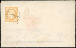 O N°13A, 10c. Bistre, TYpe I, Obl. THABOR Du 1er Mai 1857 S/lettre De CONSTANTINOPLE Du 21 Mars 1857. Cachet Partiel D'a - Poste Maritime