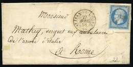 O N°14, Corps Expéditionnaire D'Italie. 2ème Division. 20c Obl PC 3120. Sur Lettre Frappée Du CàD ST JEAN DE LOSNE Du 27 - 1849-1876: Période Classique