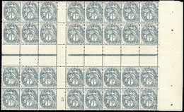 ** N°107, 1c. Gris. Bloc De 32 Avec Inter-panneau Et Millésime 5. BdeF. SUP. - Sonstige & Ohne Zuordnung