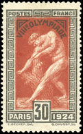 * N°185b, 30c. Noir Et Rouge-brun. Jeux Olympique 1924 De PARIS. Double Impression Du Centre. Pli D'archive Sur Les 3 Ex - Otros & Sin Clasificación