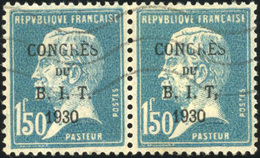 O N°265, Paire Du 1F.50. Surch. ''CONGRES DU B.I.T 1930''. Obl. Variété De Virgule Après Le ''T'' Tenant à Normal. TB. - Otros & Sin Clasificación