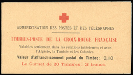 ** N°147C, 10c. + 5c. Type II. Carnet Croix-Rouge, Couverture Avec Inscriptions Postales Sur La 1ière Page. SUP. R. - Andere & Zonder Classificatie