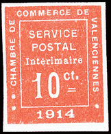 ** N°1a, 10c. Rouge. Valenciennes N.D. SUP. - Guerre (timbres De)