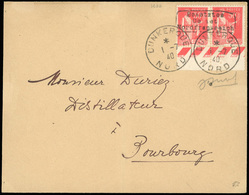 O N°3, DUNKERQUE. Paire Du 50c. Rose-rouge Surch. Obl. S/lettre Frappée Du CàD De DUNKERQUE Du 1er Juillet 1940 à Destin - Guerre (timbres De)