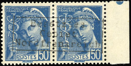 * N°7, COUDEKERQUE. Paire Du 50c. Bleu. Surchargé. BdeF. SUP. - Guerre (timbres De)