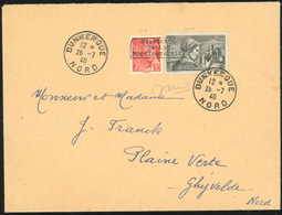 O Timbre De France N° 412 + 448. 30c. Rouge, Type Mercure + 70c. Noir S/azuré, Languedocienne Et Cathédrale De Béziers,  - Guerre (timbres De)