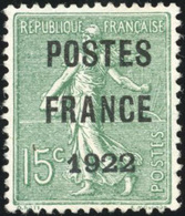 (*) N°37, 15c. Vert-olive. POSTES FRANCE 1922. TB. - Autres & Non Classés
