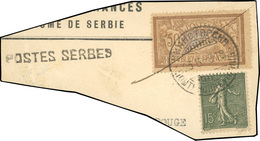 O N°613, 15c. Vert + 50c. Brun Et Gris Obl. Trait De Plume Et Cachet Locale. TB. - Guerre De 1914-18