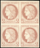 ** N°15, 2c. Rouge-brun. Bloc De 4 Dont 2 Timbres*. TB. - Autres & Non Classés