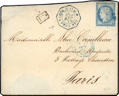 O N°23a, 25c. Bleu. Légerement Touché Sur Lettre. Obl. ''CCH'' + CàD Octogonal ''CORP D'ARM - PNUM PEN'' Du 31 Aout 75 à - Otros & Sin Clasificación