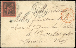 O N°43, 25c. Noir Sur Rouge Obl. Sur Lettre Frappée Du CàD De NOUVELLE CALEDONIE Du 3 OCTOBRE 1879 à Destination De TOUL - Otros & Sin Clasificación