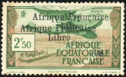 * N°15b, 2F.50 Vert Et Brun. Double Surcharge. Gomme Coloniale. TB. - Autres & Non Classés