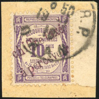 O N°1, 10c. Violet. Surcharge ''chiffre Taxée à Percevoir'' En Violet. BdeF. Obl. S/petit Fragment. TB. - Autres & Non Classés