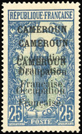 * N°74a, 25c. Bleu Et Vert. Triple Surcharge. Gomme Mal étalée Au Dos. Signé CHAMPION. TB. - Otros & Sin Clasificación