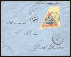 O N°19, 5F. Rose Et Bleu, BdeF, Obl. S/lettre Recommandée Frappée Du CàD De DJIBOUTI Du 6 Mai 1910 à Destination De DIRE - Autres & Non Classés