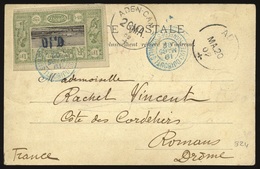 O N°24, 0,10 S/1F. Obl. S/carte Postale Frappée Du CàD De DJIBOUTI Du 19 Mars 1902 à Destination De ROMANS - DROME. Cach - Autres & Non Classés