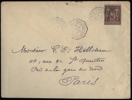 O N°17, 25c. Obl. CàD. TAMATAVE 25 Juin 1895 S/lettre Frappée Du CàD Octogonal LA REUNION A MARSEILLE L.V.N°2. 25 Juin 1 - Autres & Non Classés