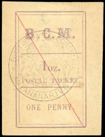 O N°5, 1d. (1 Oz) Magenta. Cachet ''BRITISH VICE-CONSULATE ANTANANARIVO'' En Noir. Obl. (SG#5 - Cote 425£). SUP. - Autres & Non Classés