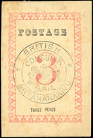 (*) N°40, 3d. Rose. Cachet ''BRITISH CONSULAR MAIL ANTANANARIVO'' En Noir. Sans Point Après ''POSTAGE'' Et ''PENCE'' (SG - Autres & Non Classés