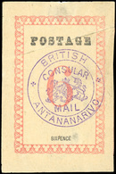 (*) N°42b, 6d. Rose. Cachet ''BRITISH CONSULAR MAIL ANTANANARIVO'' En Violet. Sans Point Après ''POSTAGE'' Et ''PENCE''. - Autres & Non Classés