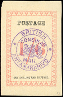 (*) N°46b, 1/6s. Rose. Cachet ''BRITISH CONSULAR MAIL ANTANANARIVO'' En Violet. Sans Point Après ''POSTAGE'' (SG#46b - C - Autres & Non Classés