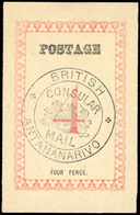 (*) N°43, 4d. Rose. Cachet ''BRITISH CONSULAR MAIL ANTANANARIVO'' En Noir. Sans Point Après ''POSTAGE'' (SG#43 - Cote 37 - Autres & Non Classés