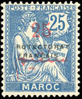 * N°43b + 44b, 20 C. S. 20c. Brun-lilas Et 25 C. S. 25c. Bleu. Surcharge '' ROTECTORAT''. TB. - Otros & Sin Clasificación