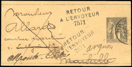 O 1c. Noir Obl. Sur Entier Postal Frappé Du CàD Du VAUCLUSE Du 21 JANVIER 1890 à Destination De MONTE-CARLO. Cachet D'ar - Autres & Non Classés