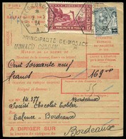 O N°72119, 2 Valeurs Obl. CàD MONACO CONDAMINE.A.2.2.34 Sur Mandat-carte De Versement à Destination De BORDEAUX. TB. - Autres & Non Classés