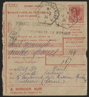 O N°91, 75c. Sur Mandat-carte De Versement à Destination De COURBEVOIE Obl. CàD MONACO CONDAMINE 16.2.34. TB. - Otros & Sin Clasificación