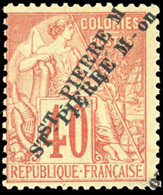 * N°28a, 40c. Rouge-orange. Double Surcharge. R. SUP. - Autres & Non Classés