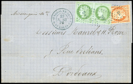 O N°13+17 X 2, Timbres De Colonies Générales N°13 + 17 X 2. 40c. Orange + Paire Du 5c. Vert S/azuré Obl. ''SMG'' En Diam - Autres & Non Classés