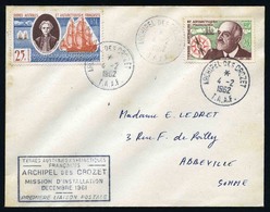 * N°15-16, 25F. Kerguelen + 25F. Charcot Obl. S/lettre Frappée Du CàD De L'ARCHIPEL DES CROZET - TAAF Du 4 Février 1962  - Otros & Sin Clasificación